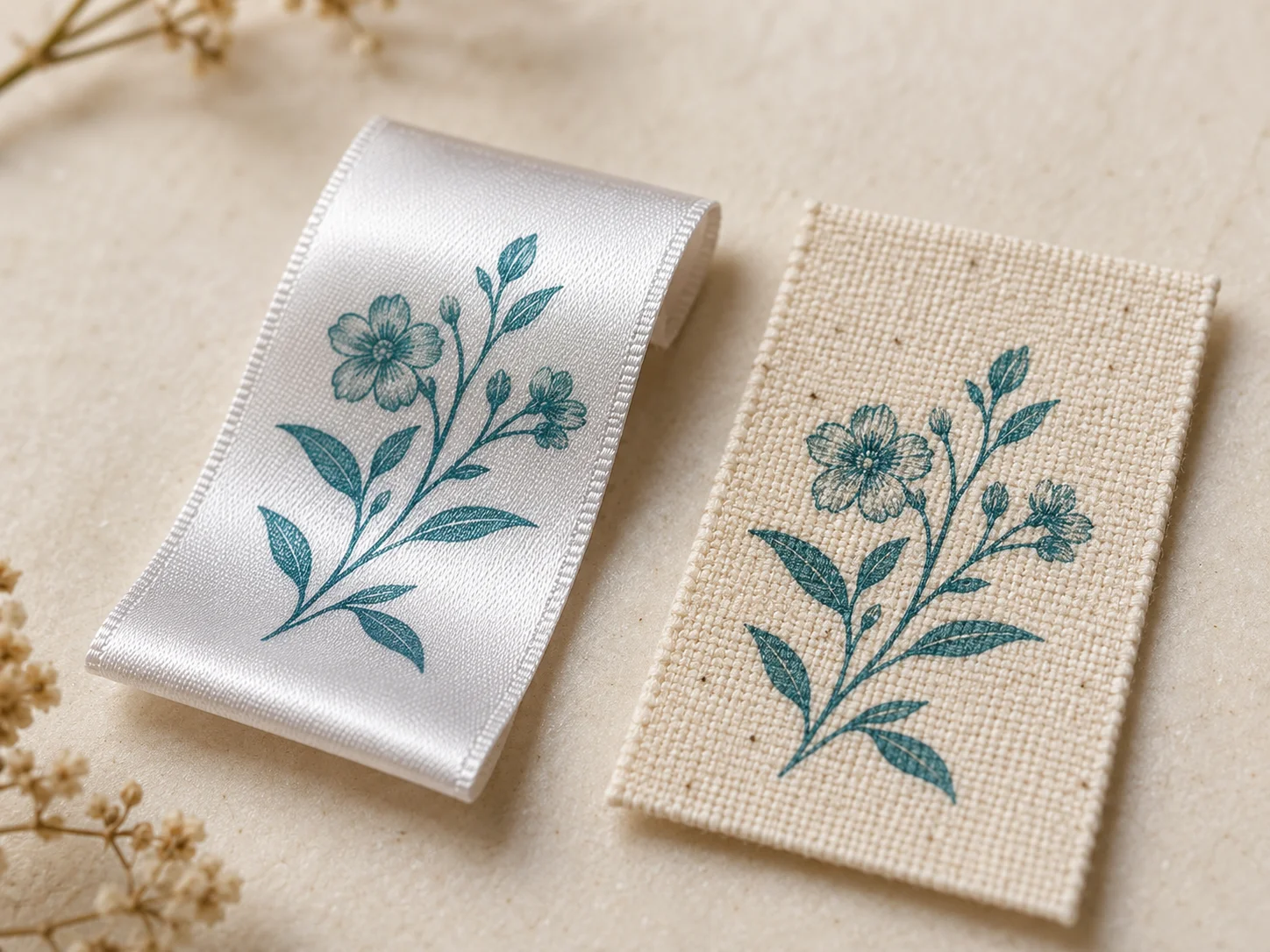 Satin, cotton and polyester labels